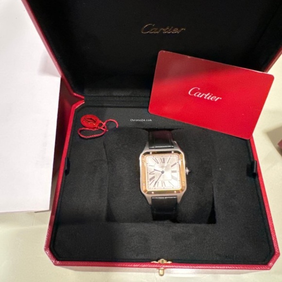 Cartier Accessories - Cartier Santos Dumont
Large Model Pink Gold & Steel Case Alligator BR